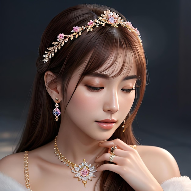A beautiful girl fantasy princess wearing a jewelry