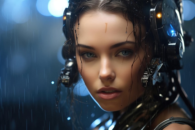 Beautiful girl futuristic android