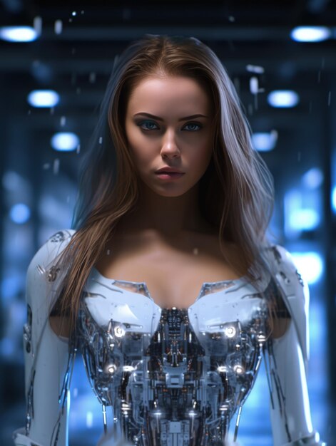 Beautiful girl futuristic android