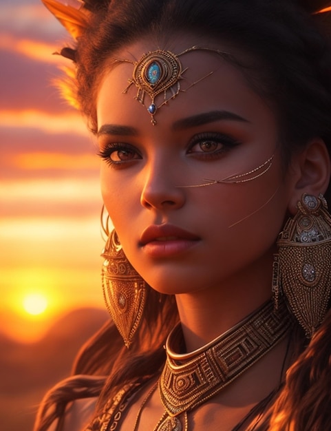 Photo beautiful girl goddess illustration