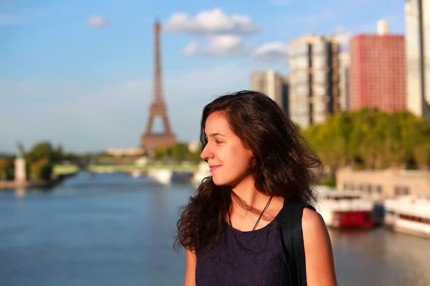 Beautiful girl having fun in Paris, France