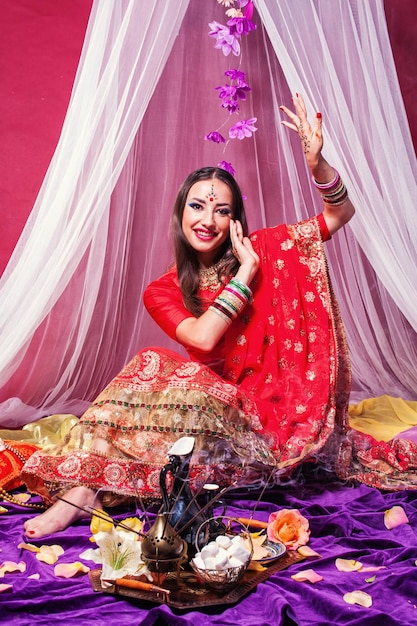 Beautiful girl in Indian national costume sari