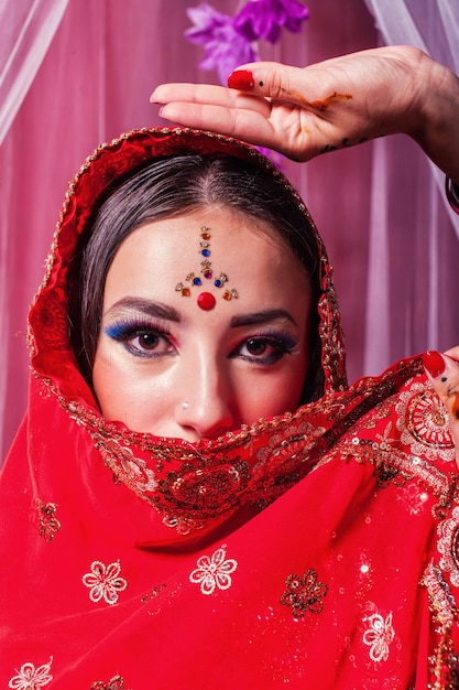 Beautiful girl in Indian national costume sari