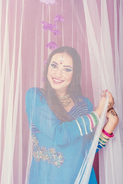 Beautiful girl in Indian national costume sari
