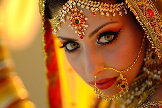 Photo beautiful girl in indian national costume sari