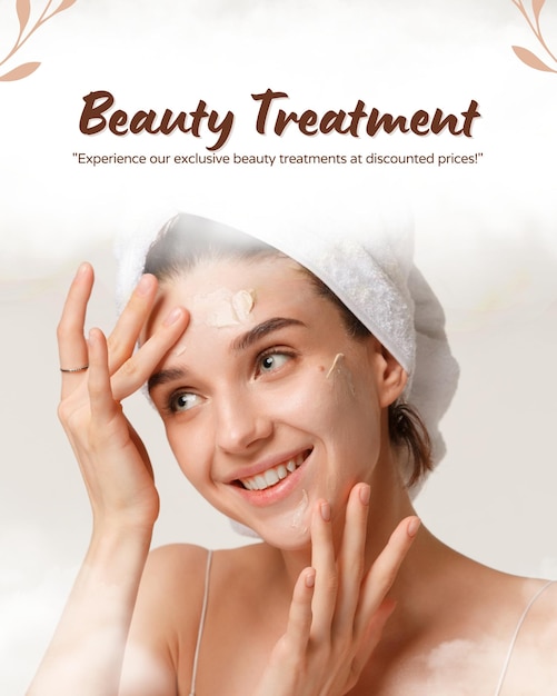 a beautiful girl is advertising a parlor on a white background