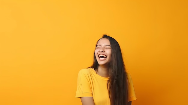 Beautiful girl laughing Illustration AI Generative