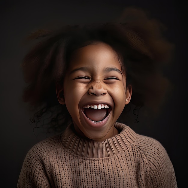 Beautiful girl laughing Illustration AI Generative