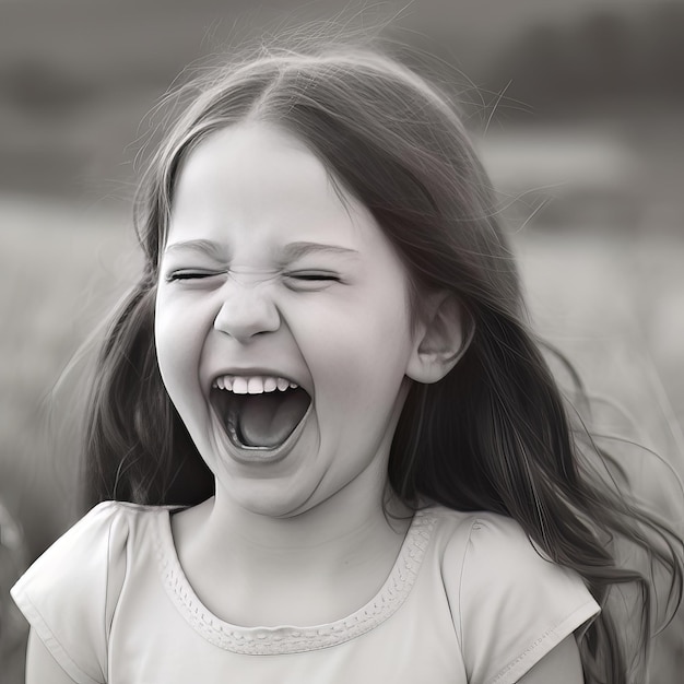 Beautiful girl laughing Illustration AI Generative