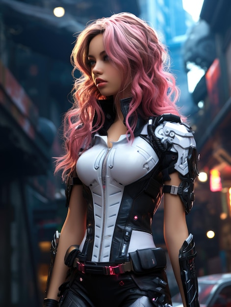 Premium Photo  Beautiful girl in leather suit gamer