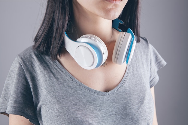 Beautiful girl listening to music