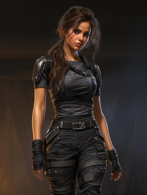 Beautiful girl looks like Lara Croft