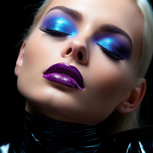 Photo beautiful girl makeup futuristic