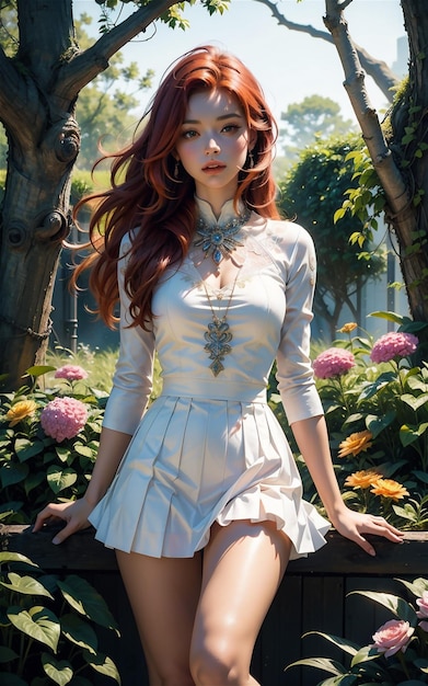 Beautiful girl in Medieval style Beautiful medieval style dressed anime girl in the forest