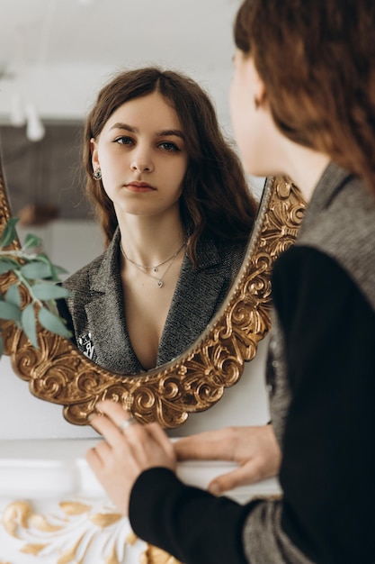 beautiful girl in the mirror