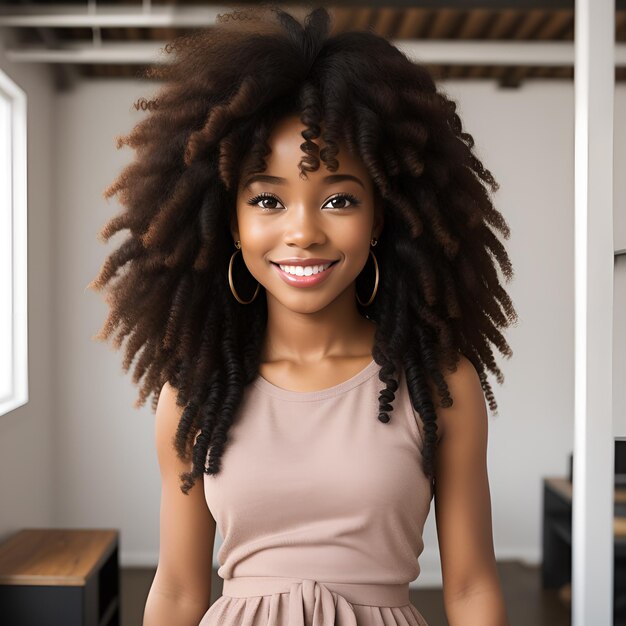 Beautiful girl in modern realtor loft interior