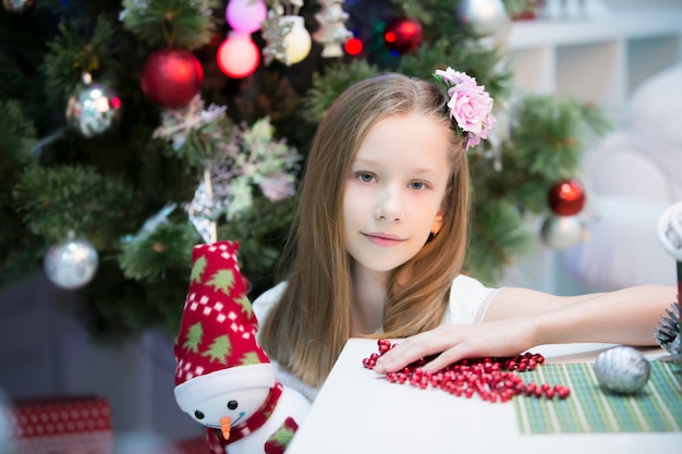 Beautiful girl in the new year Celebrating Christmas