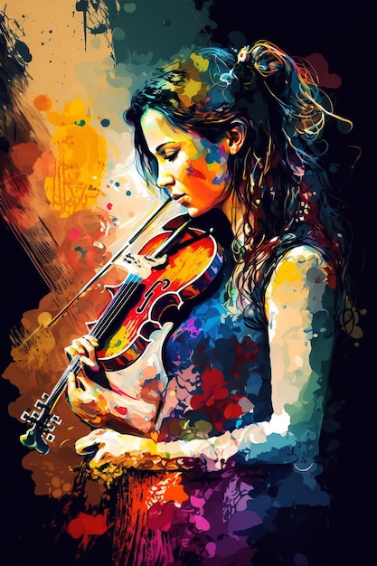 beautiful girl playing violin