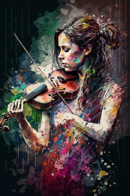 beautiful girl playing violin