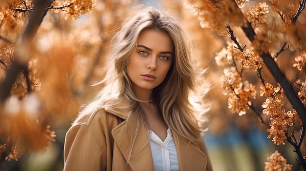 beautiful girl posing in a park