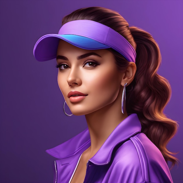 beautiful girl in a purple baseball cap