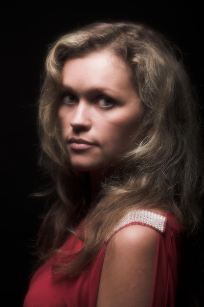 Beautiful girl in red dress