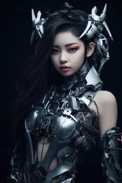Красивая девушка в костюме робота