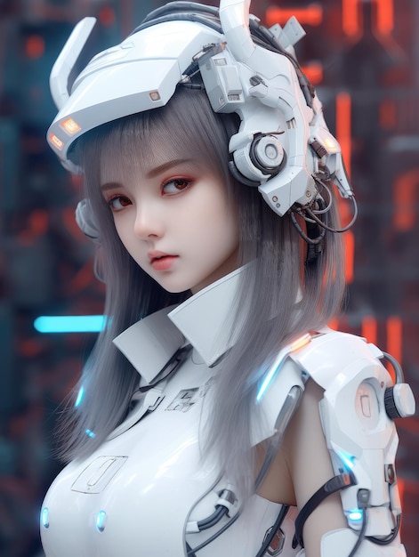 ロボットの衣装を着た美しい女の子