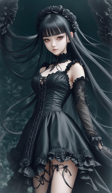 Download Nice Anime White hair Black Dress Wallpaper | Wallpapers.com