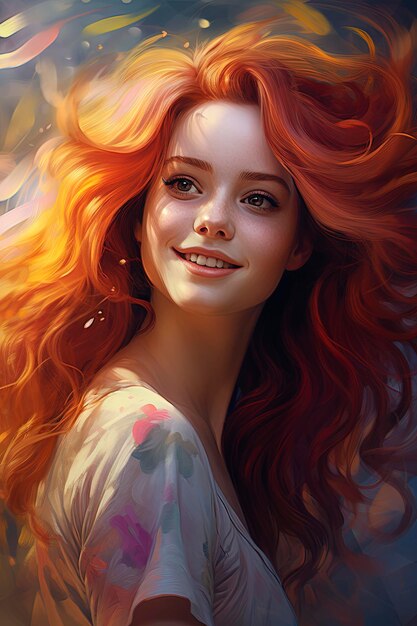 beautiful girl smiling ultra realistic colorful theme