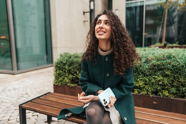 Beautiful girl stands on the street of istanbul