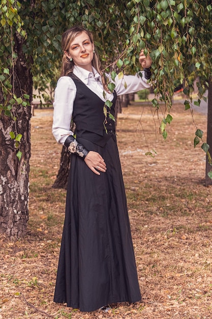 Beautiful girl in steampunk clothes