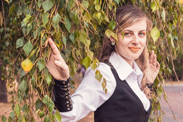 Beautiful girl in steampunk clothes