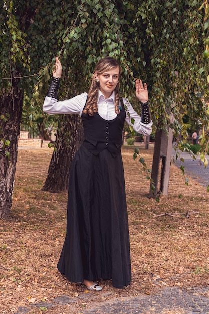 Beautiful girl in steampunk clothes