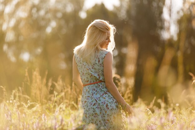 beautiful girl in a summer field