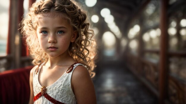 Beautiful girl at sunset by the river