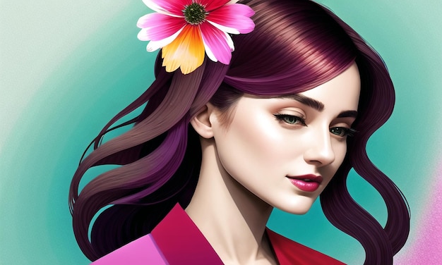 Beautiful Girl surrounded with flowers Generated AI