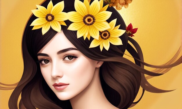 Beautiful girl surrounded with flowers generated ai