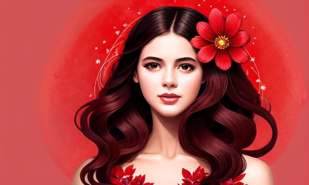 Beautiful Girl surrounded with flowers Generated AI