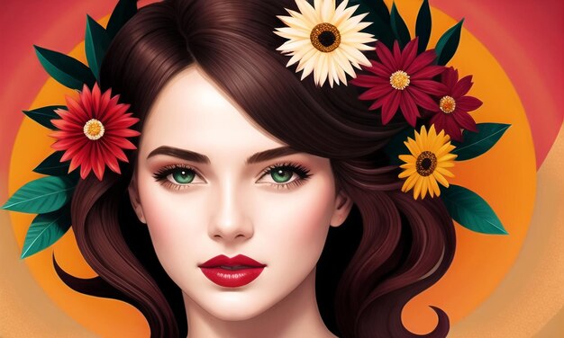 Beautiful Girl surrounded with flowers Generated AI