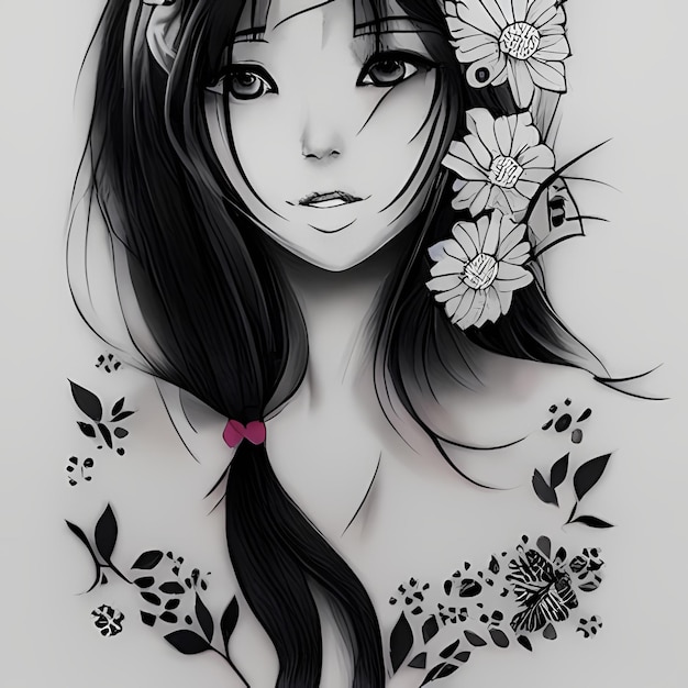 Beautiful girl tattoo sketch