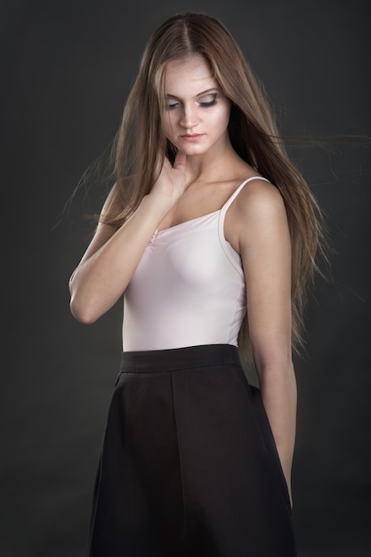 Beautiful girl teenager in studio