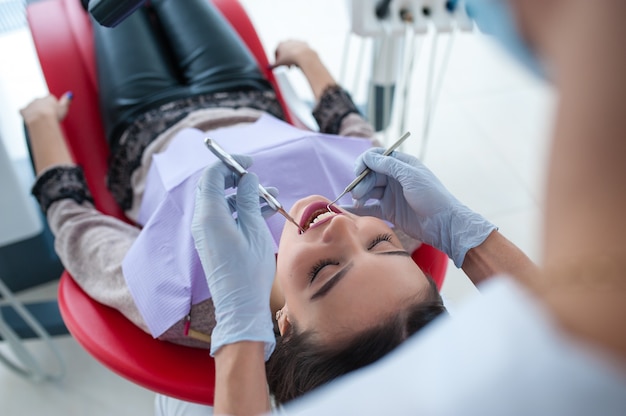 Beautiful girl treated teeth