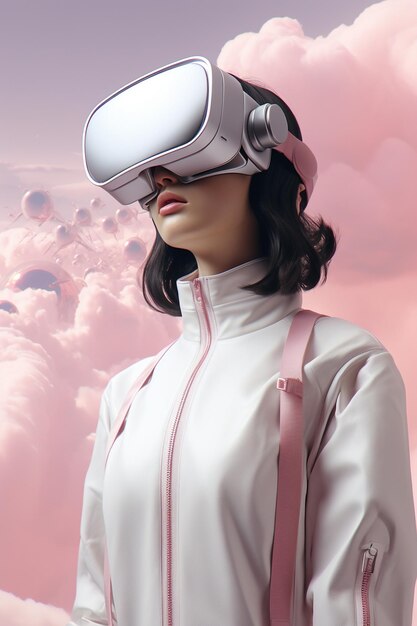 a beautiful girl virtual reality glasses