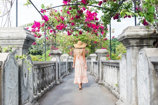 Beautiful girl at Water Palace in Bali