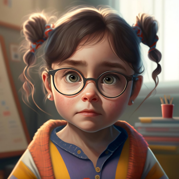 beautiful girl wearing glasses created using generative ai