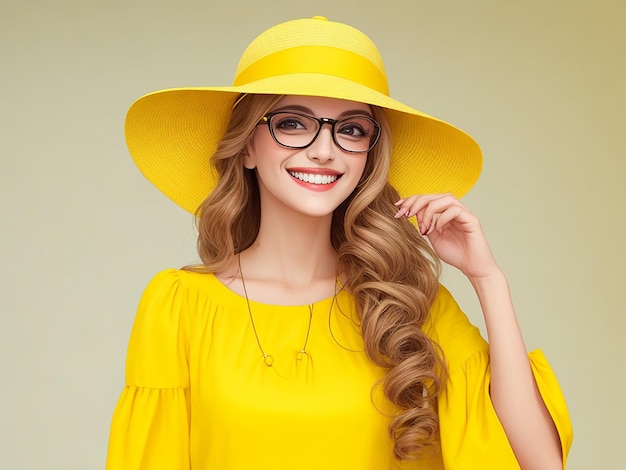 Beautiful girl wearing glasses and hat generated by AI