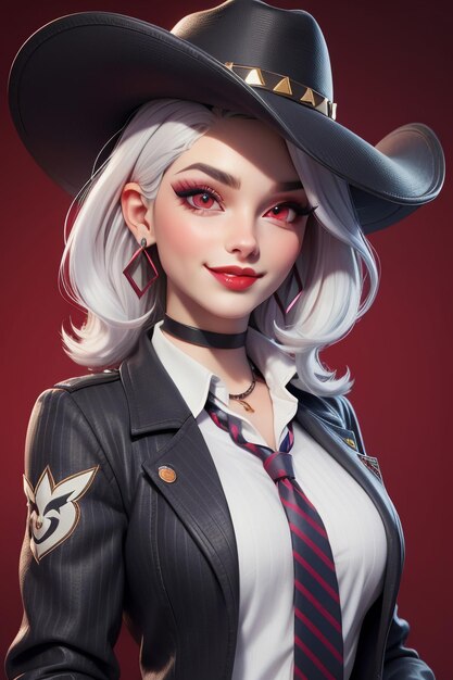 Beautiful girl in western cowboy dress up style handsome cartoon cute woman in hat and shirt