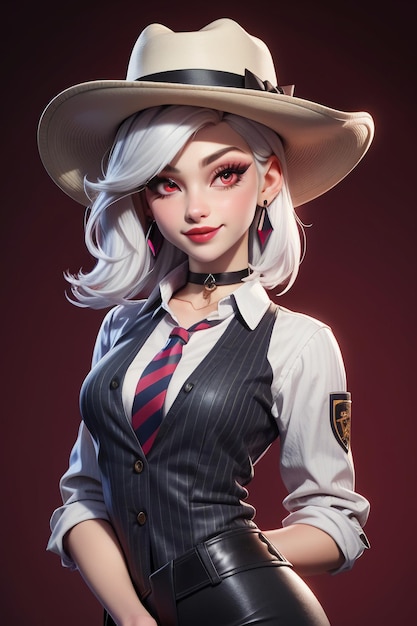 Beautiful girl in western cowboy dress up style handsome cartoon cute woman in hat and shirt