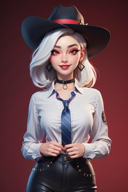 Beautiful girl in western cowboy dress up style handsome cartoon cute woman in hat and shirt